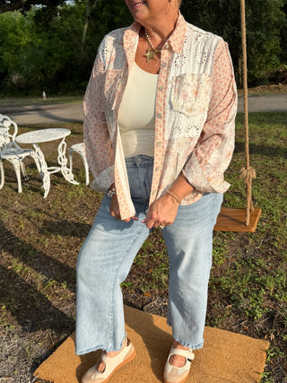 Alternate view of Can't Love You Anymore POL Patchwork Top OVERSIZED
