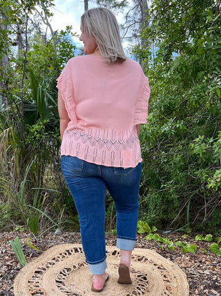 Salmon Pink Crochet Happy Day Top