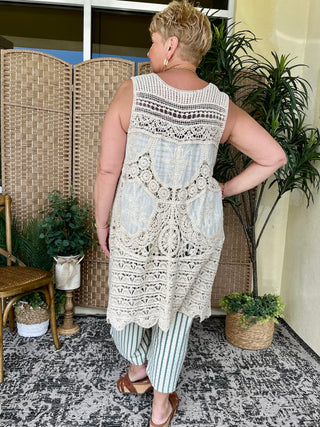 Alternate view of Pistachio Sage Stripe Strapless Jumpsuit
