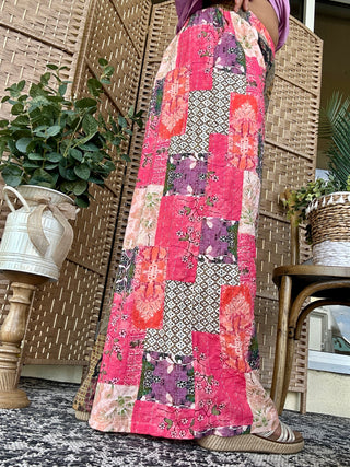 Alternate view of POL Pink Patchwork Boho Pants w/ Contrast Thread
