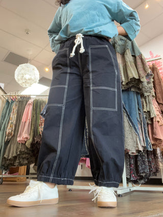 Black Boho Jogger Pants