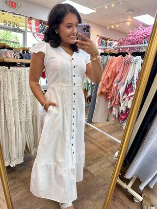 Alternate view of Coastal Classic White Lace Accent Dress
