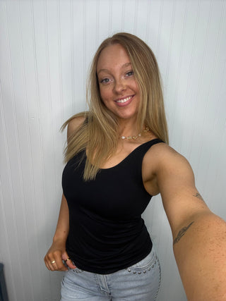 Alternate view of BLACK BRA Buttery Soft Reversible Seamless Tank w/ Built In Bra
