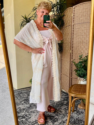 Alternate view of Sweetest Pink Stripe Strapless Jumpsuit

