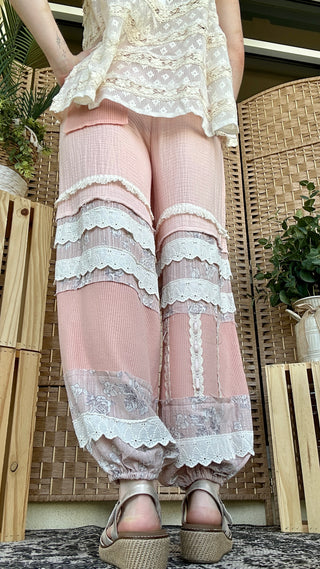 Alternate view of POL Lace & Barrel Dreams Pink Jogger
