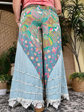 Alternate view of Oli & Hali Teal Beach Bound Wide Leg Pant
