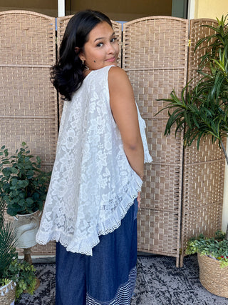 Alternate view of Saturday in the Park White Lace Layer Tank Top
