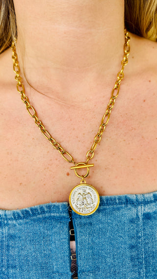 Mixed Metal Fiona Coin Necklace Lauren Kenzie
