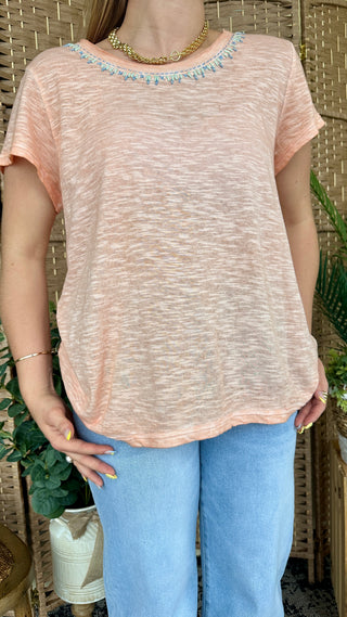 Alternate view of POL It's Not the Destination CORAL PEACH Top
