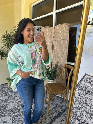 Alternate view of POL Mint Floral Oversized Top
