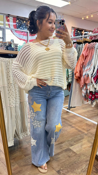 Alternate view of Oh Bouy! IVORY Slouchy Sweater Top
