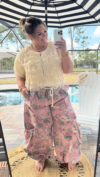 Honeybee Almond Butter Lace Shrug Top
