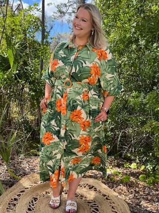 Alternate view of Oddi Tropical Dream Floral Belted Midi Dress
