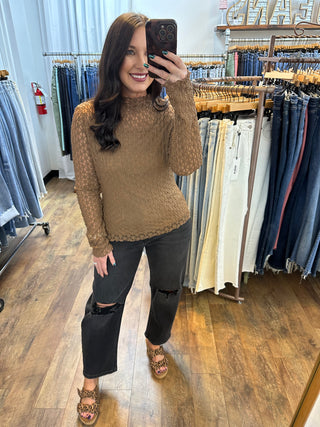 Davi & Dani Chocolate Mesh Layer Top