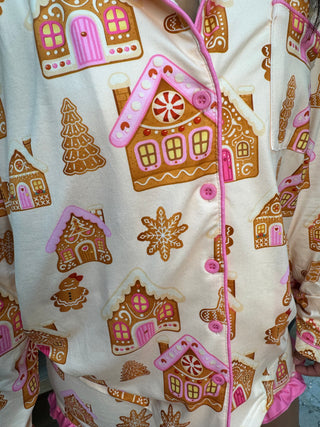 Jess Lea Pink Gingerbread Short Pajama Set