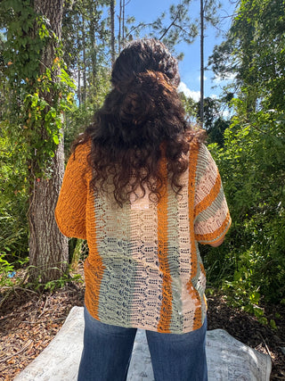 Mello Mustard, Sage & Oatmeal Stripe Crochet Top