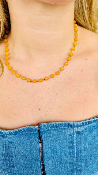 Yellow Glass Bead Magnetic Necklace
