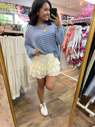 Alternate view of Oh Bouy! BLUE Slouchy Sweater Top
