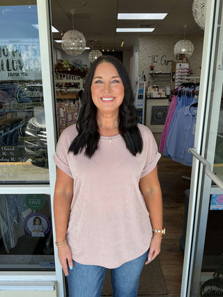 Sew In Love Relaxed Rolled Sleeve Shine Top - Multiple Colors Available for Effortless Style and Comfort