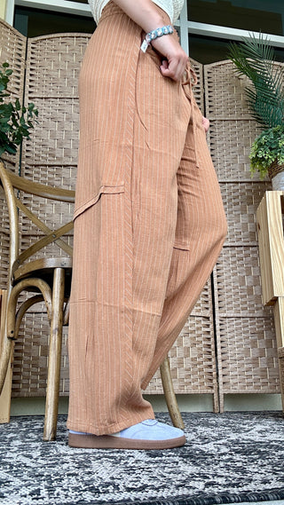 Alternate view of Walking on a Thin Line CAMEL Relaxed Fit Pants
