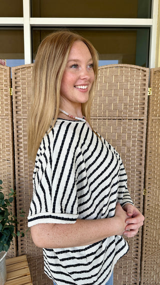 Out of Line Black Striped Top OVERSIZED
