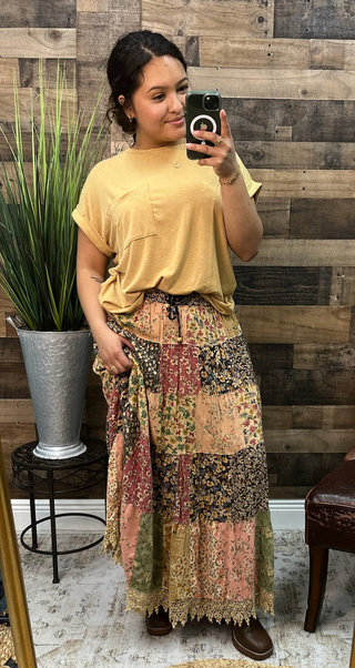 Mustard Yellow Oversize Cuff Slv Pocket Top