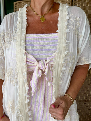 Alternate view of Sweetest Pink Stripe Strapless Jumpsuit
