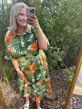 Alternate view of Oddi Tropical Dream Floral Belted Midi Dress
