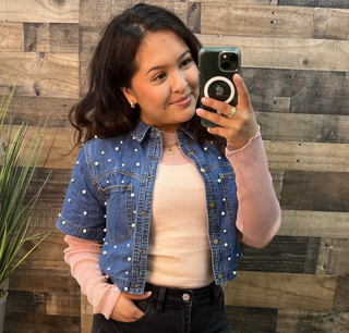 Davi & Dani Blush Pink Sparkle Mesh Layering Top