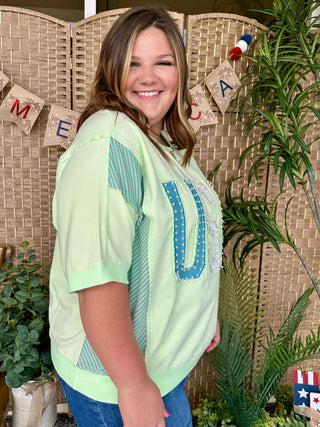 Alternate view of USA Pearl Melon Terry Top Oversized
