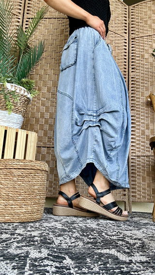 Alternate view of Country Roads Take Me Home Denim Tencel Skirt
