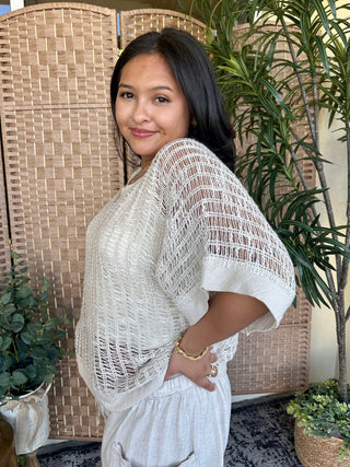 Alternate view of POL Passport Ready Natural Ladderback Sweater Top
