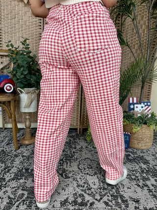 Alternate view of Sunday Brunch Red Gingham Gypsy Fit Pants
