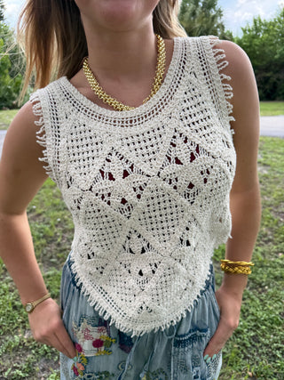For the Festival Boho Natural Crochet Top
