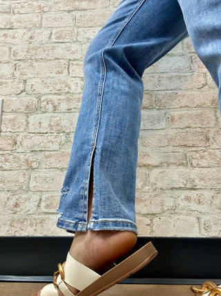 Alternate view of MICA T614 Jean Med Wash High Rise Straight Leg Ankle Slit
