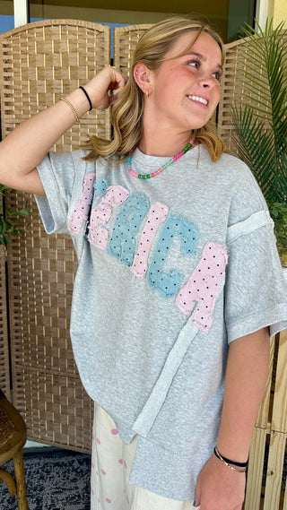 Alternate view of Peach Love Americana Polka Dot Top
