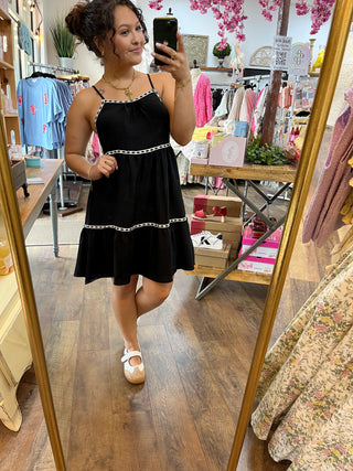 Black & Ivory Aztec Trim Dress