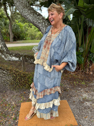 Alternate view of I'm the Problem Patchwork Ruffle Top
