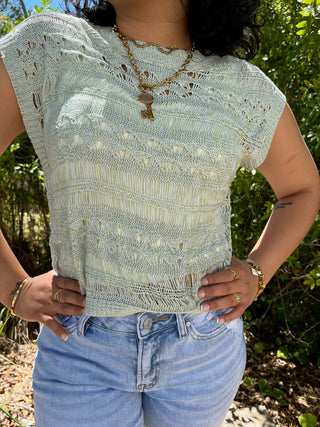 Cabana Pistachio Crochet Top