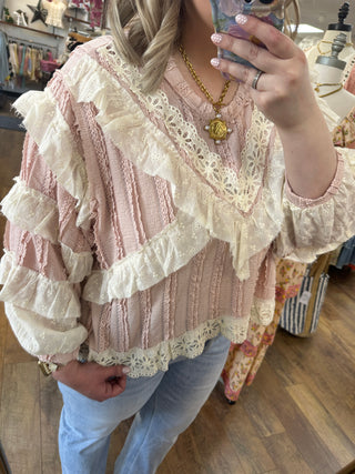 Alternate view of POL Pink Frills Southern Belle Top
