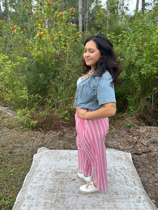 Cozy Co Pearl Washed LT WASH Denim Short Sleeve Shrug Top