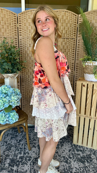 Alternate view of POL Peach & Lace Layer Dress
