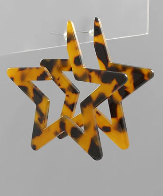 Tortoise Star Hoop Earrings

