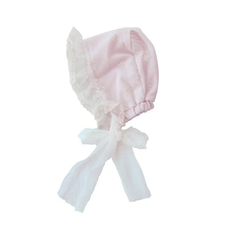 Haute Baby Everly Pink & Ivory Infant Bonnet