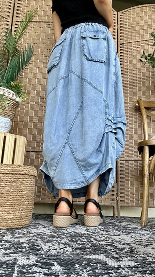 Alternate view of Country Roads Take Me Home Denim Tencel Skirt
