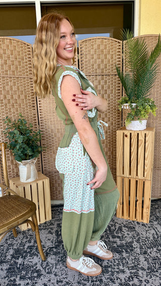 Alternate view of POL Wanderlust Olive & Aqua Jumpsuit
