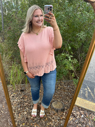 Salmon Pink Crochet Happy Day Top