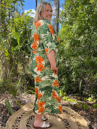 Alternate view of Oddi Tropical Dream Floral Belted Midi Dress
