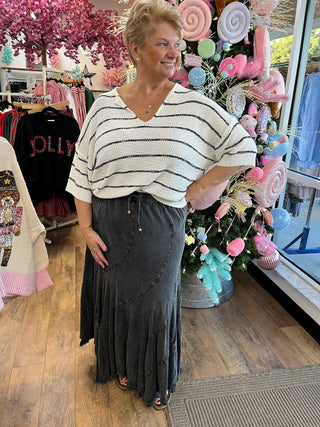 Young Threads Charcoal Asymmetrical Maxi Skirt Curvy