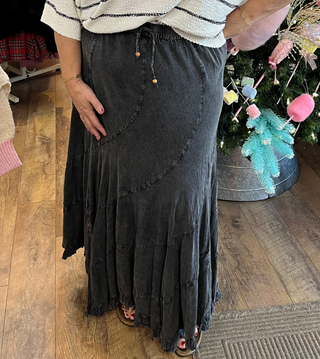 Young Threads Charcoal Asymmetrical Maxi Skirt Curvy